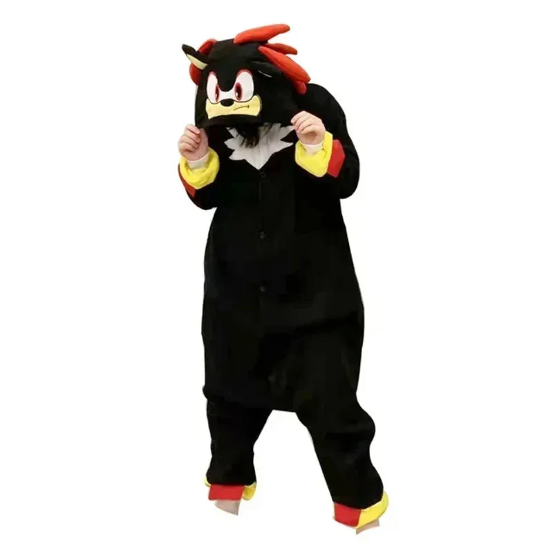 Pijamas grandes de Kigurumi, Mono de lana de erizo para adultos y hombres, disfraz de Anime negro, Pijamas para niños y niñas, monos de cuerpo completo