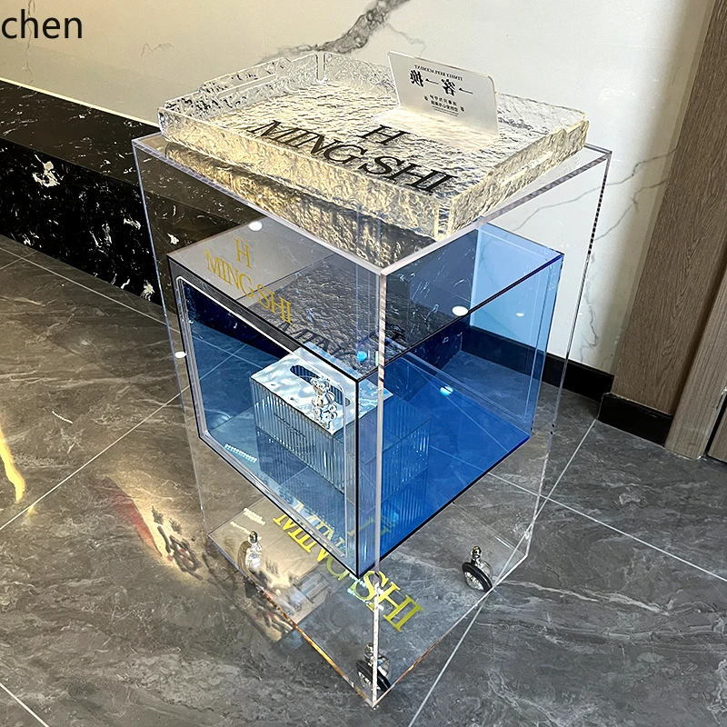 ZML high-grade acrylic transparent barber shop tool cabinet special hair salon rack movable tool cart