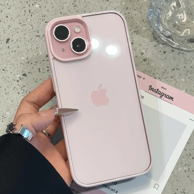 Funda de lujo transparente en colores candy para iPhone 17 16 15 14 13 12 11 Pro Max Plus 16E con borde antigolpes 5