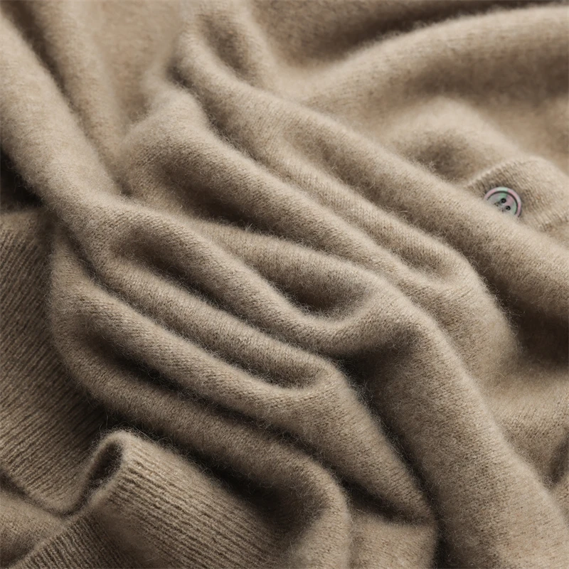 Men's 100% Pure Cashmere Pullover Sweater Autumn/Winter Business Casual Solid Color Polo Collar Knitted Warm Top