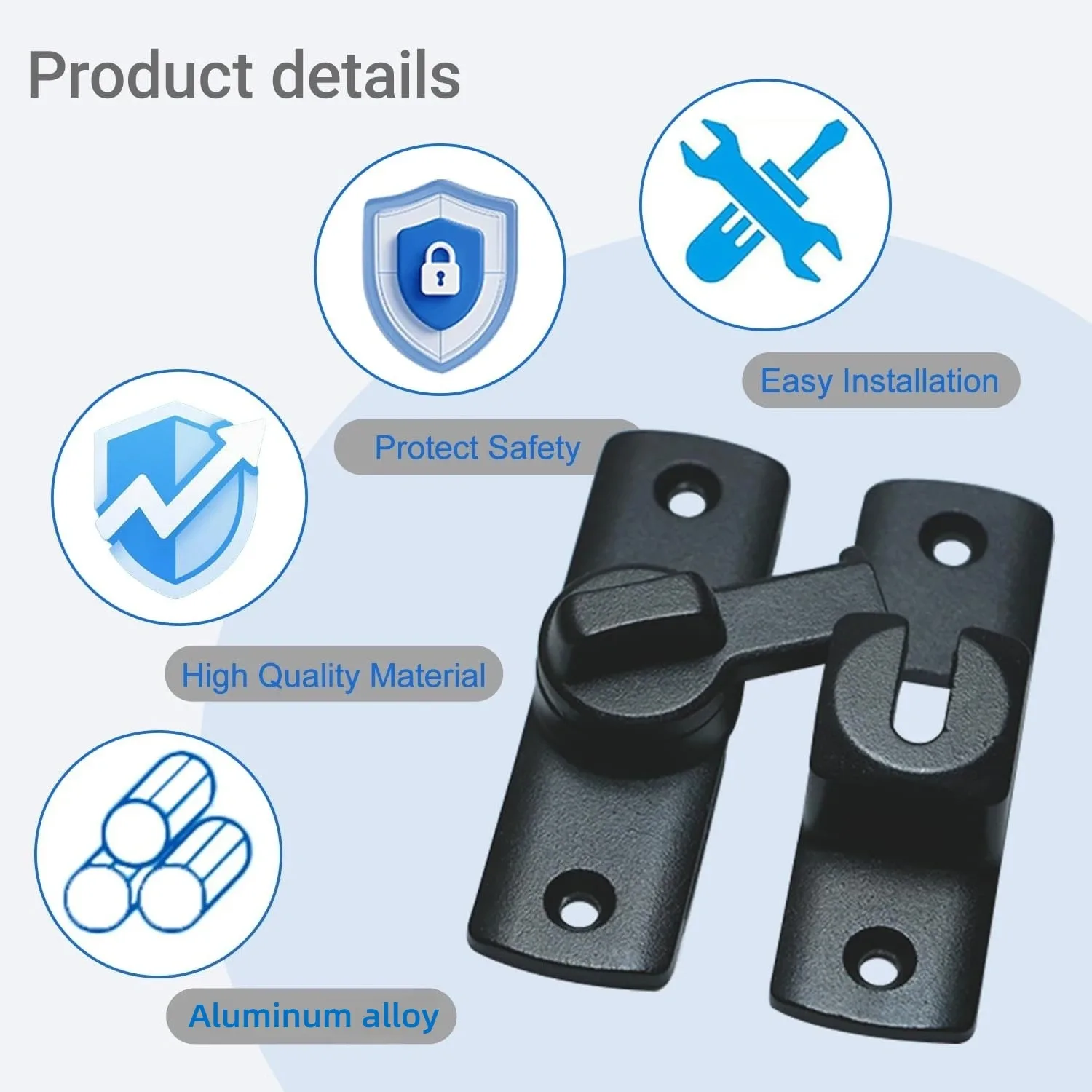 Sliding barn door lock hardware, barn door 90 degree lock, flip door latch for garden, bathroom, outdoor, garage, windows view 3