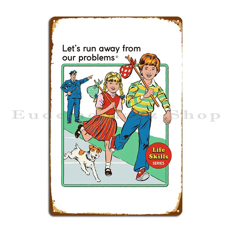 Let S Run Away Metal Plaque Decoration Club Wall Mural Painting Character Tin Sign Poster