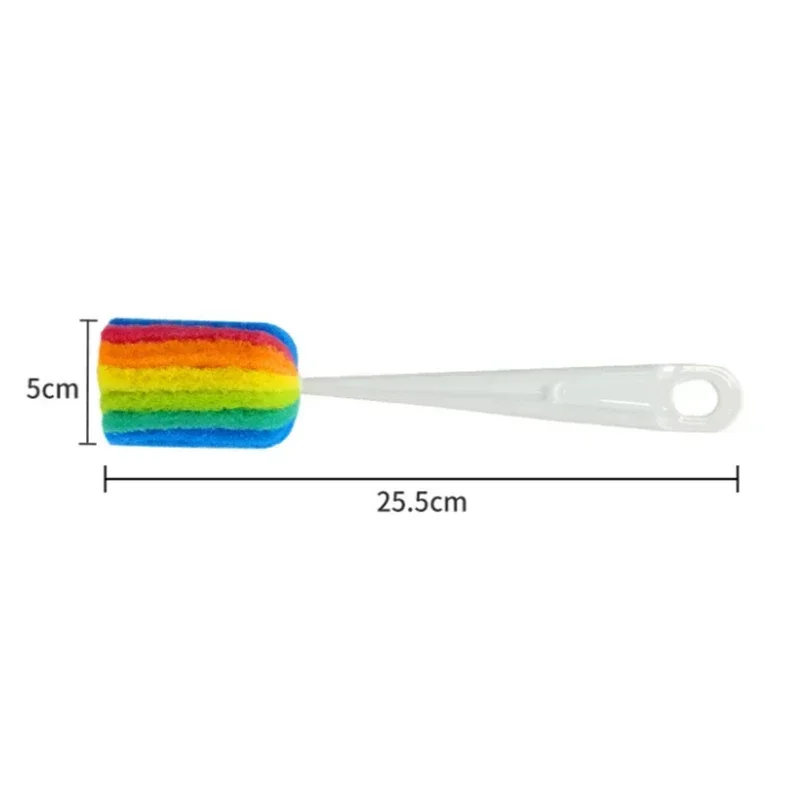 Cepillo de limpieza Simple para biberones, accesorios de limpieza para el hogar, taza de esponja colorida, mango largo