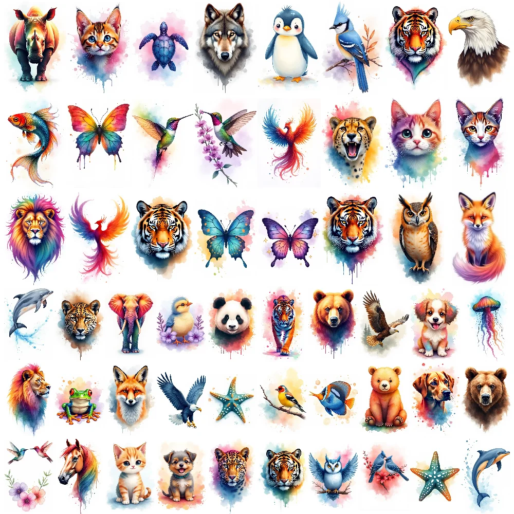 

56pcs 3d Waterproof Tattoo Stickers Animal Design Multicolor Realistic Style For Men Women Party Events