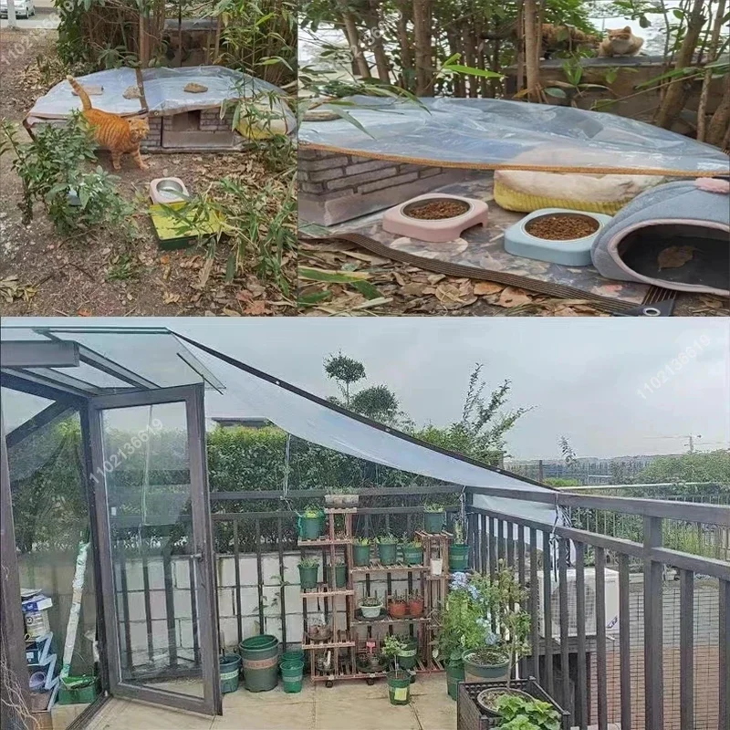 Przezroczysta plandeka zewnętrzna 0.18mm PE przeciwdeszczowa osłona roślin ogrodowych altana pergola baldachim pies okno dla zwierząt wiatroszczelna
