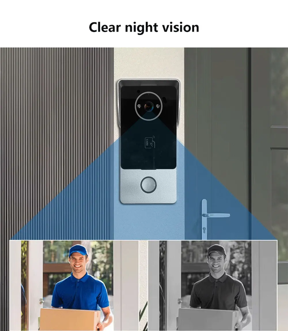 ANJIELO 2-wire Doorbell Video Intercom System for Home Security 1080P Tuya Smart Video Door Phone Remote Control Unlock IC Card