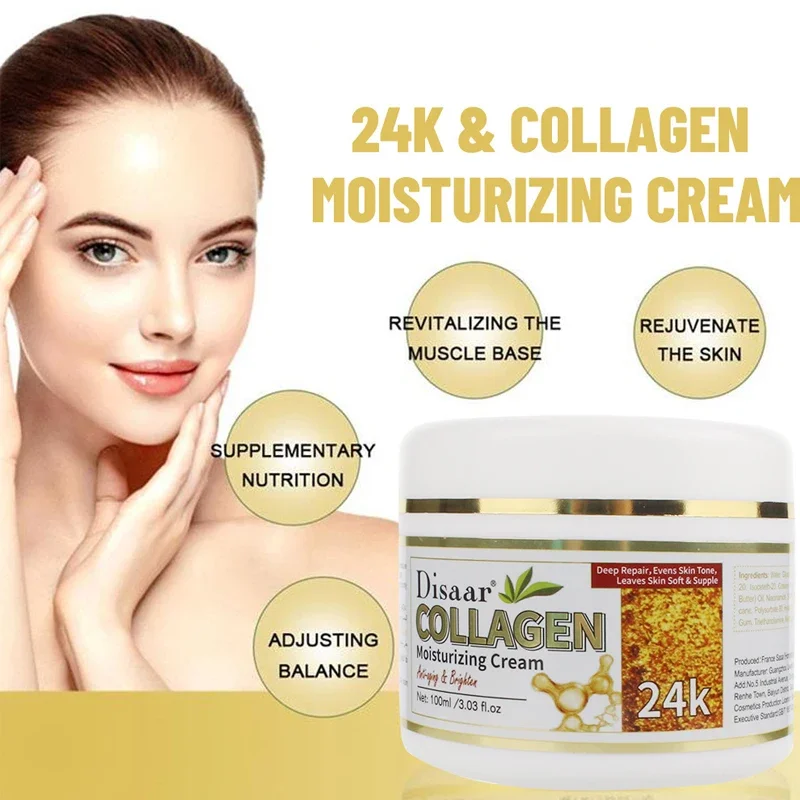 Collagen Moisturizer Cream Deep Hydration Repair Face Neck Smoothing Body Brightening Soothing Skin Anti-Wrinkle Anti-Dry 100ml