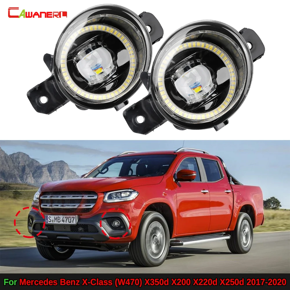 2 Pieces Car Angel Eye LED Fog Light DRL Daytime Running Lamp For Mercedes Benz X-Class (W470) X350d X200 X220d X250d 2017-2020