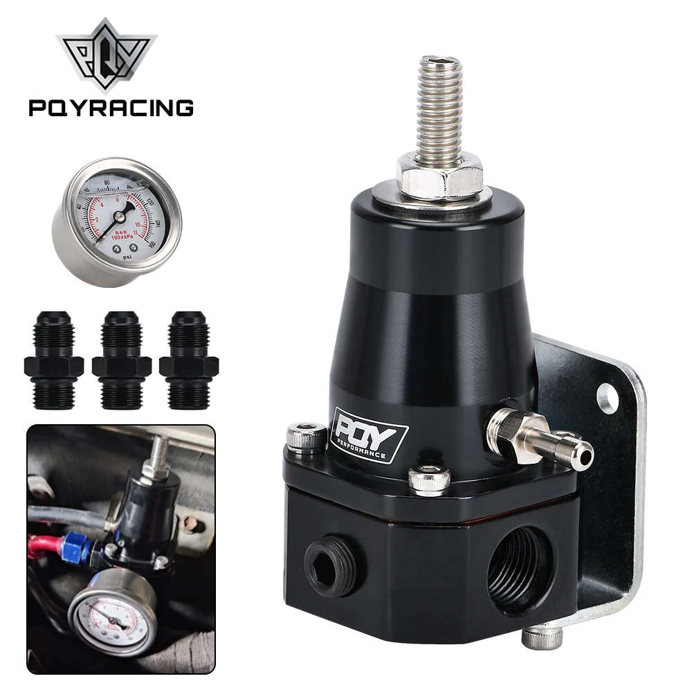 PQY UNIVERSAL FUEL PRESSURE REGULATOR + GAUGE + AN6 FITTING 30-70 PSI PQY7845