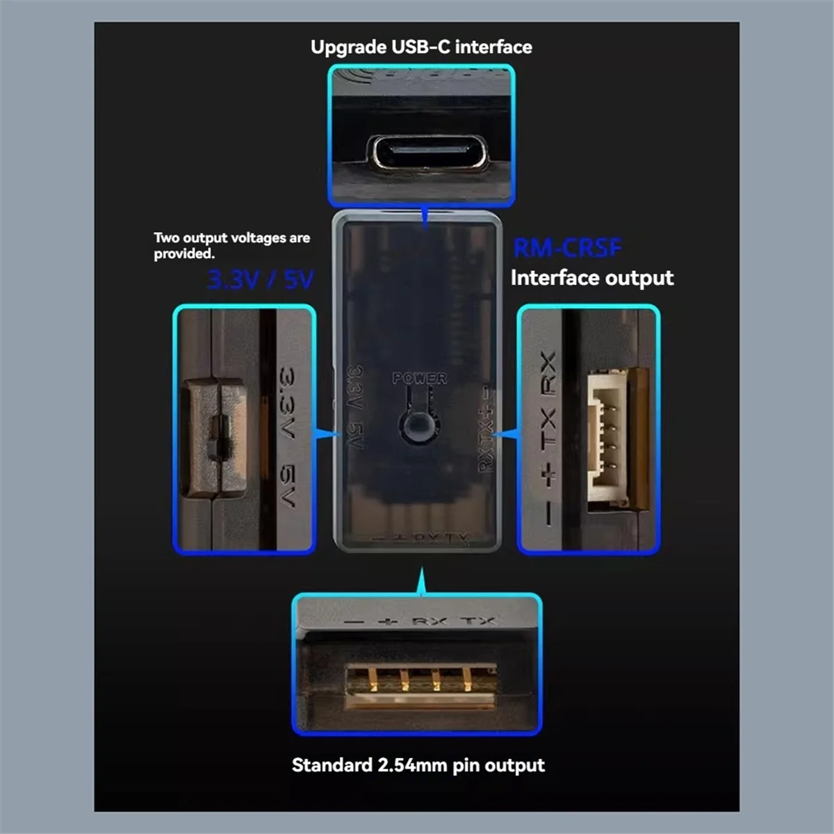 ExpressLRS Receiver ELRS USB UART Flasher V2 Firmware Flashing Dongle for RP1 RP2 RP3 RP3-H RP4TD ER4 ER6G ER8G