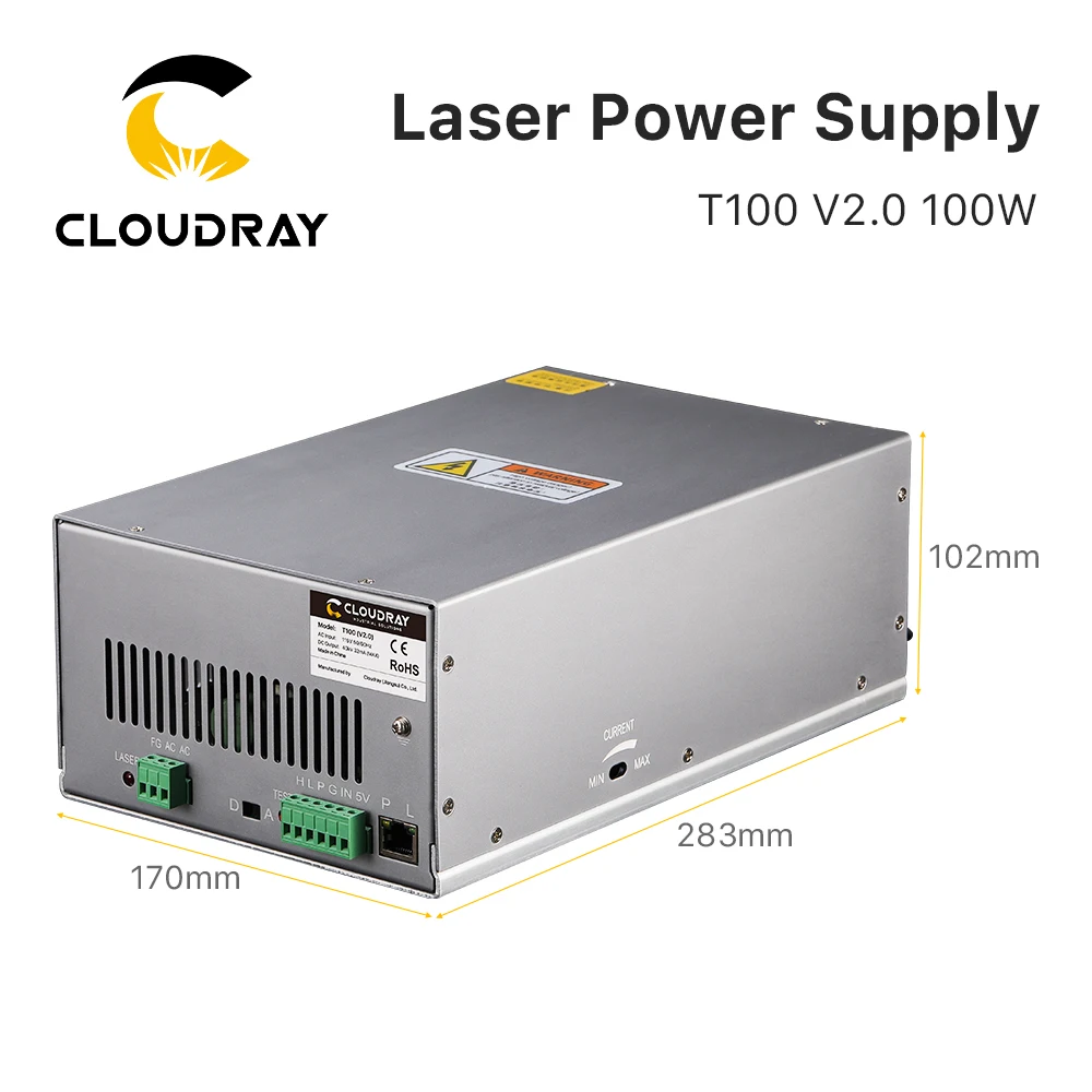 Cloudray 80W-100W zasilanie lasera CO2 źródło dla CO2 maszyna do laserowego cięcia i grawerowania LY-T100 T / W Plus seria długa gwarancja