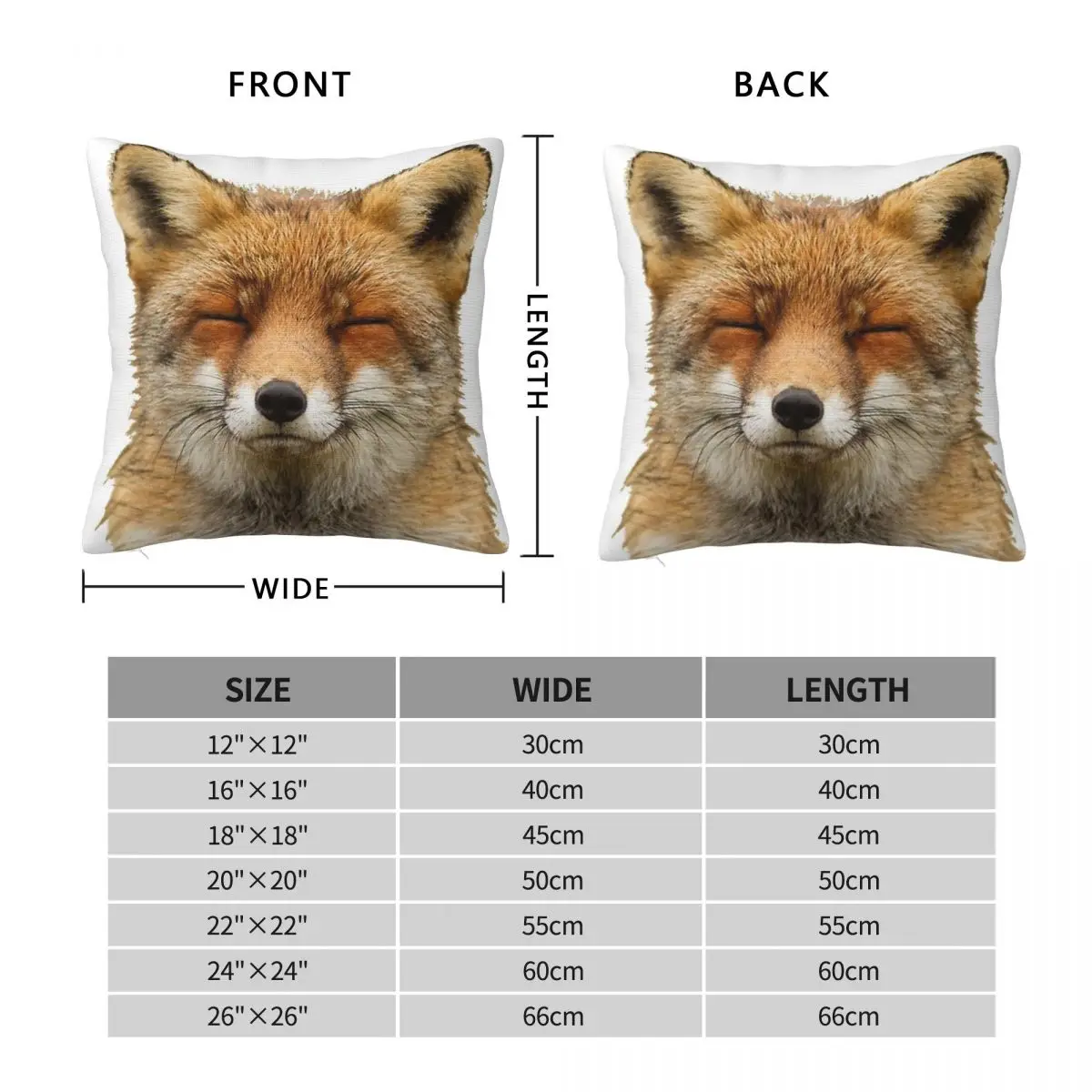 Cute Fox Square Pillowcase Polyester Linen Velvet Pattern Zip Decor Pillow Case Room Cushion Cover 18