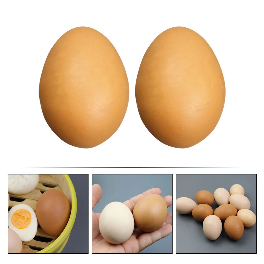 2 Pcs Simulation Eggs Artificial Chicken Props for Easter Craft Decorative Fake PVC Photo Model Supplies Kids