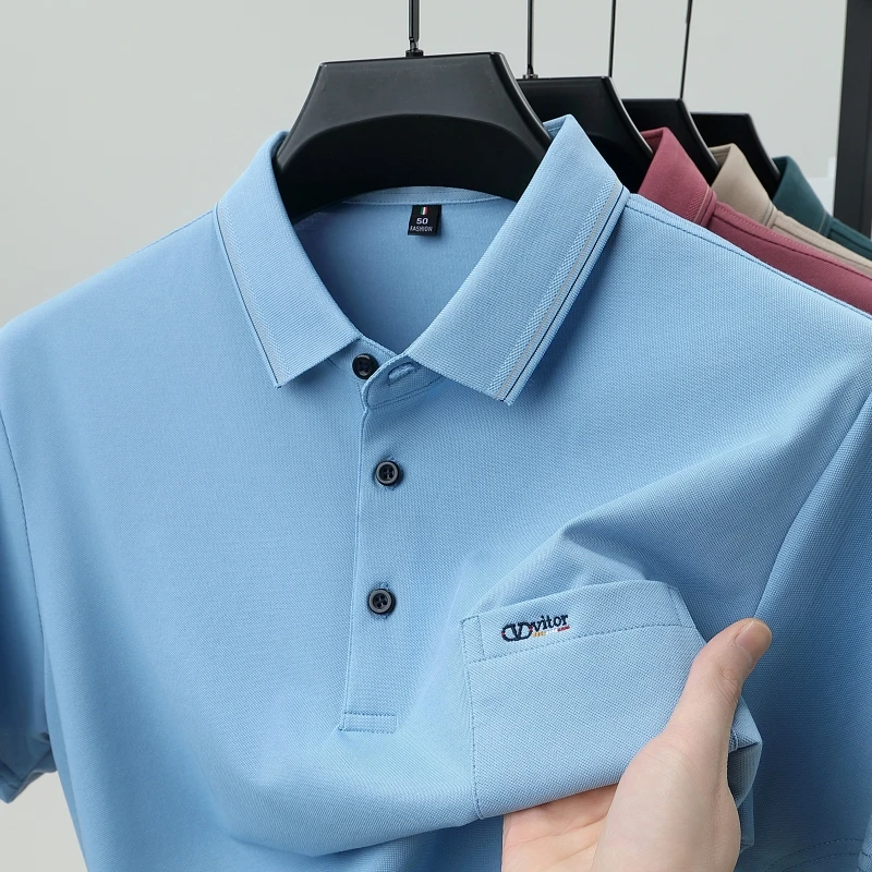 

Высококачественная вышивка рубашка Polo для мужчин с короткими рукавами летняя мода новый дизайн карманов блузка для отдыха хлопковый воротник футболка