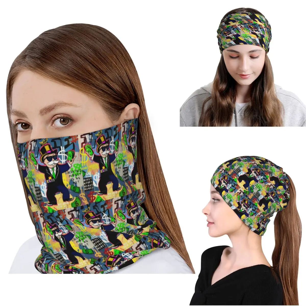 

Monopoly Man Holding Money - Pop Art Bandana Neck Gaiter Magic Scarf Multi-use Balaclava Beanies Hat for Men Women Adult