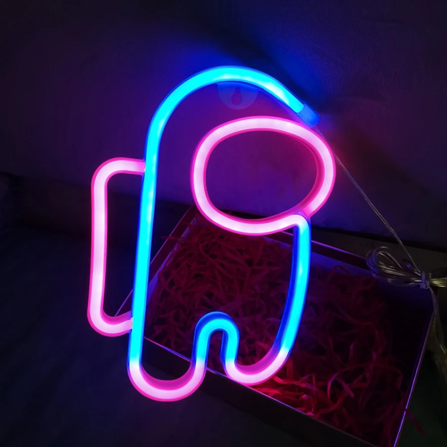 Planet Spaceman Alien Neon Sign Light Rocket Pattern Model Lamp LED Decor Children's Room Wall Party Birthday Xmas Shop Gift