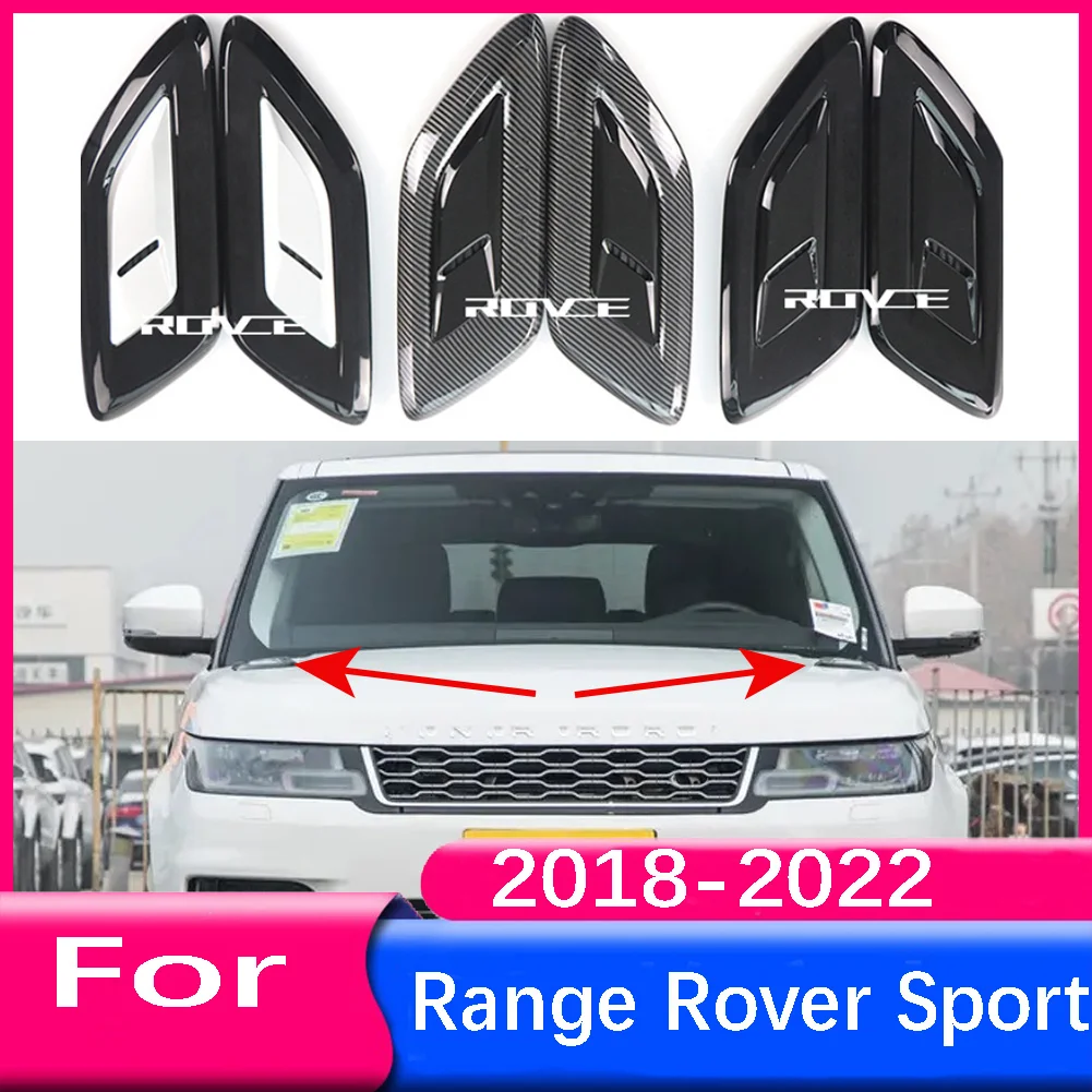 For Land Rover Range Rover Sport 2018-2022 Side Hood Air Vent Bonnet Molding Cover Black Car Front Engine Outlet Cowl Scoop Trim