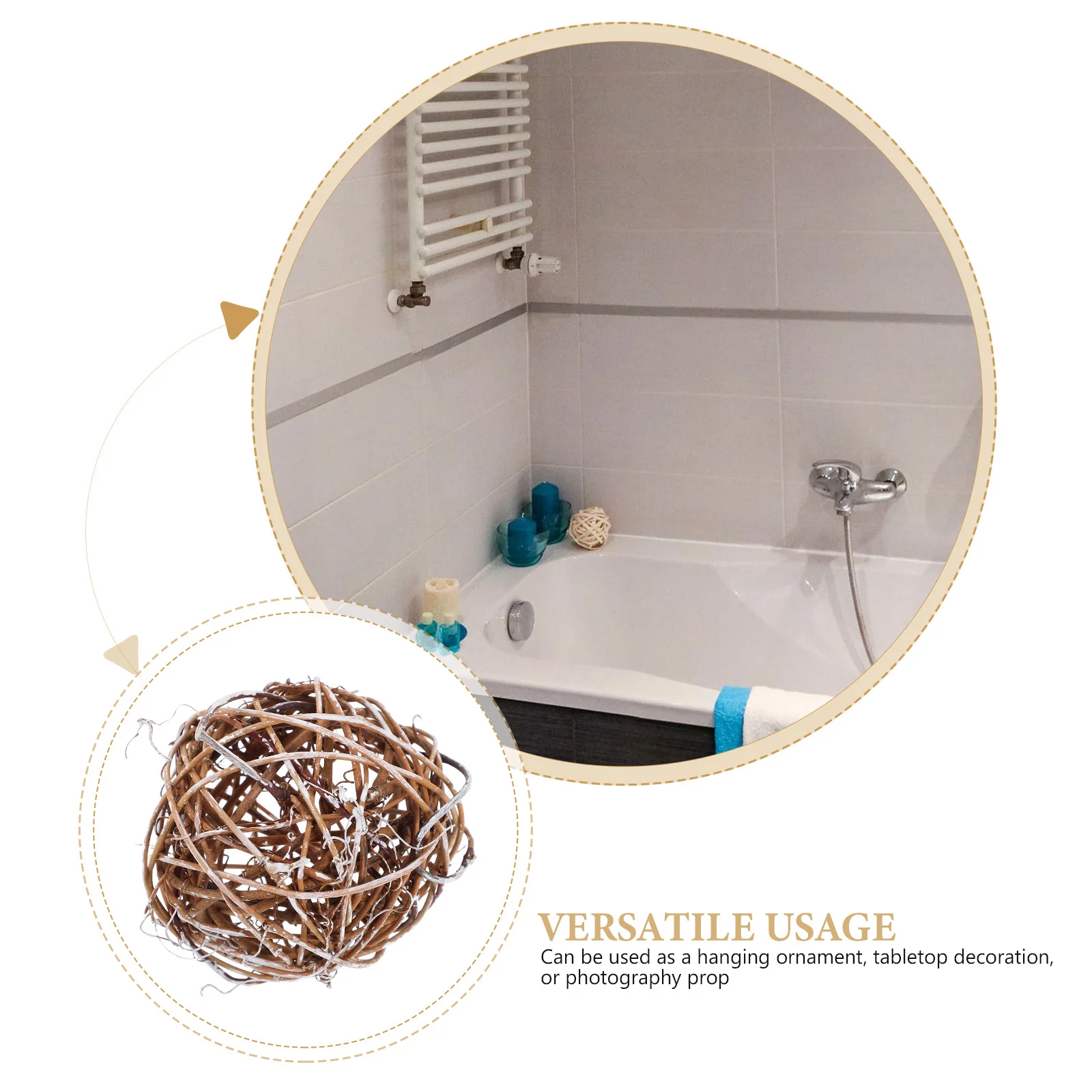 

10Pcs Decorative Rattan Balls Hanging Wicker Ornaments Natural Home Decor Accent Balls for Tabletop Living Room Christmas Decor