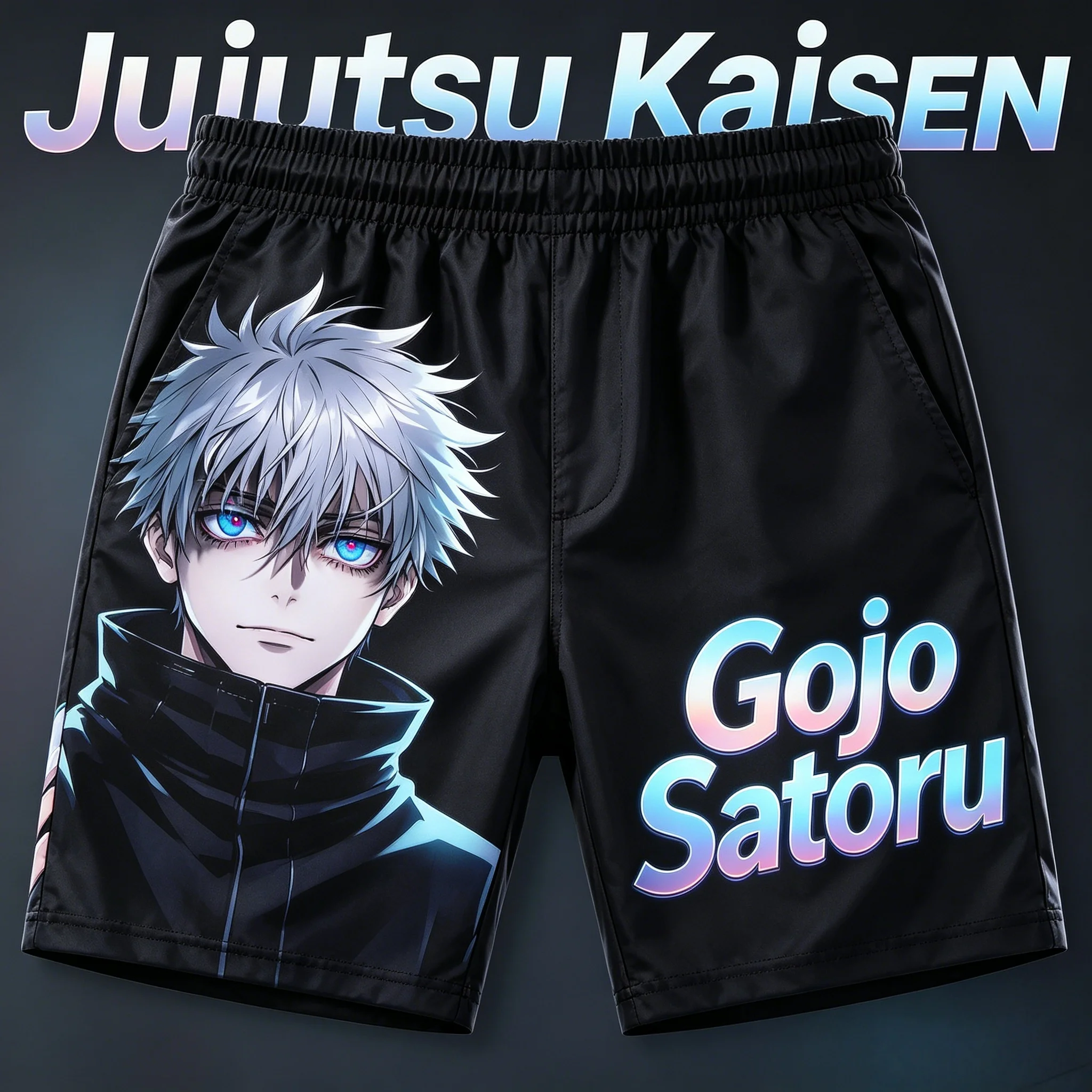 2026 Summer Jujutsu Kaisen Gojo Satoru All Over Print Quick Dry Sports Shorts,  Men Casual Streetwear 5 Inch Beach Board Shorts