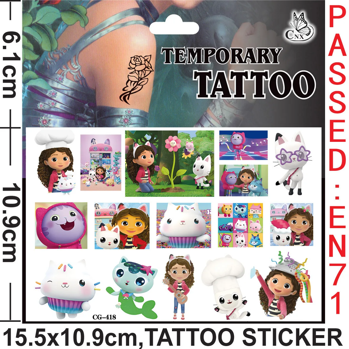 Cartoon Gabby Doll House Tattoo Stickers Waterproof Original Doll House Sticker Birthday Party Supplies Kids Girls Gift Toys