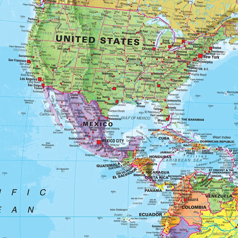 90*60cm 영어로 된 세계 지도 - 교육용 지도 캔버스 그림 포스터 및 인쇄물 사무실 학교 용품용 벽 장식