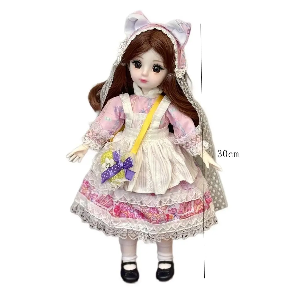 Mini bonecas com roupas 30cm boneca bjd olhos 3d vestir-se articulações removíveis boneca bonito articulações removíveis 1/6 bonecas bjd presente de aniversário