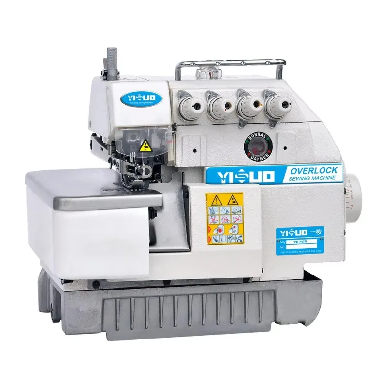 Máquina de coser Overlock eléctrica integrada de alta velocidad, accionamiento directo, Control por ordenador, cinco hilos, dos opciones de cuatro cables, YS-747D