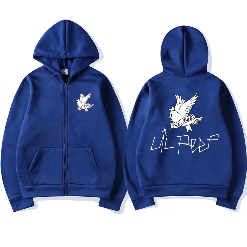 Lil Peep Cry Baby Logo Print Zipper Hoodie Men Women Oversized Loose Zip Up Fashion Hoodies Vintage Fleece Pullover Coats Jacket