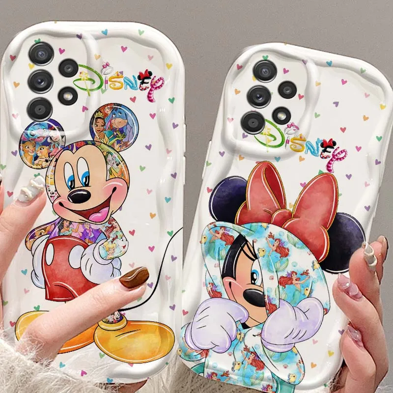 

Mickey Minnie Cartoon Phone Case For Samsung A73 A72 A71 A56 A55 A54 A53 A52 A51 A32 A36 A26 A25 A13 A14 5G Wave Oil
