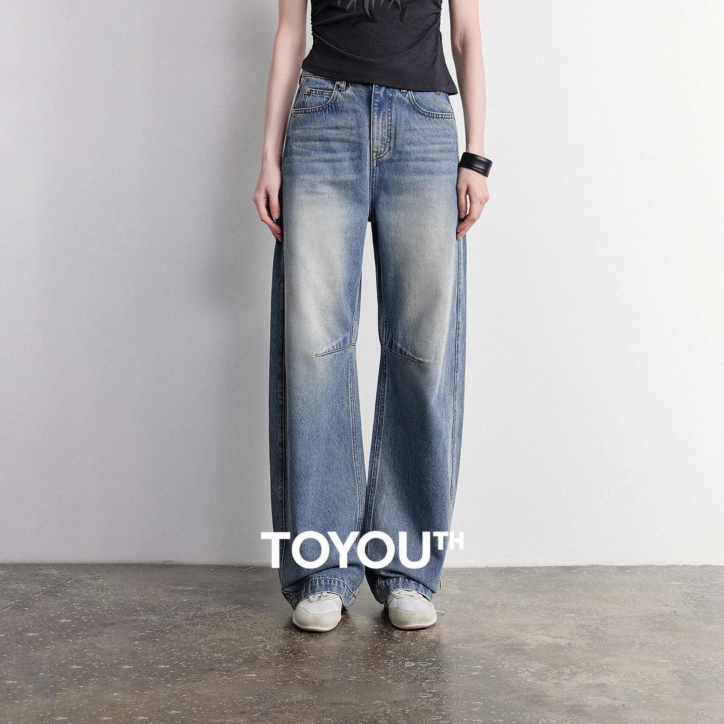 TOYOUTH Women Denim Jeans 2026 Autumn New High Waist Curved Knife Pants