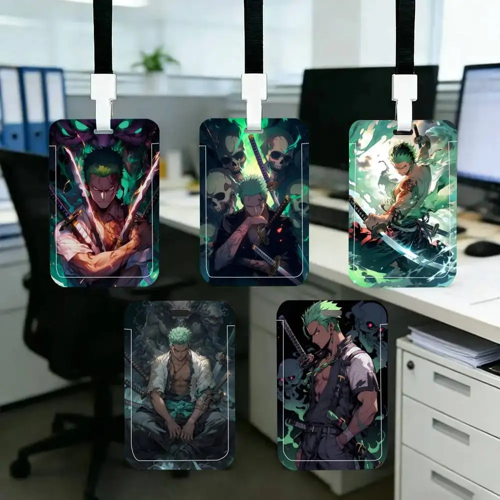 

Cool Boy Roronoa Zero Anime ID Card Holder Neck Strap Pendant Door Badge Holder Lanyards Keychain Work Credential Case Gift