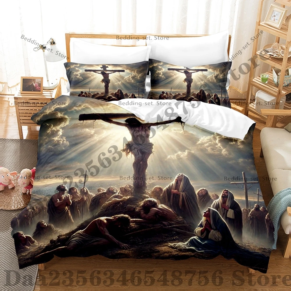 

Christian Religious Jesus Forgive Them Father Bedding Set Single Twin Full Queen King Size Bed Set Kawaii Bedroom Duvetcover Se