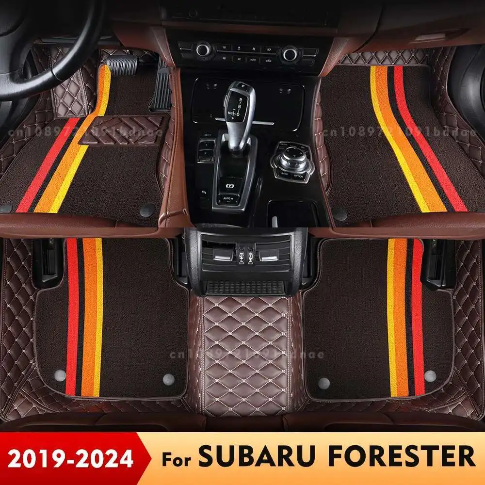 

For Subaru Forester 2019 2020 2021 2022 2023 2024 Double Layer Car Floor Mats Custom Foot Pads Carpet Cover Interior Accessories