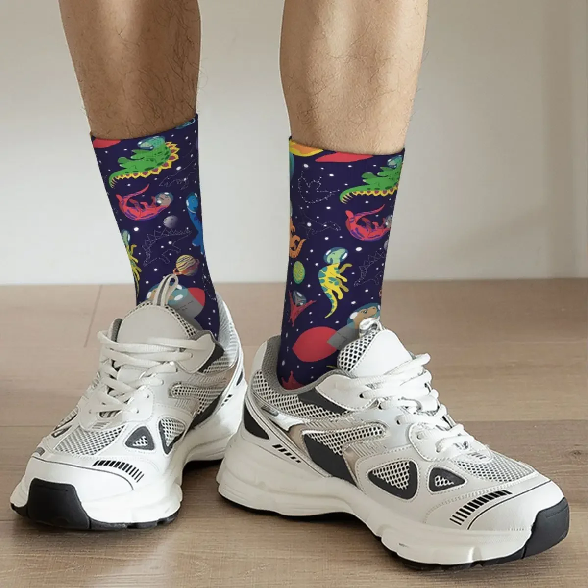 Raum Dinosaurier & Sternbilder Socken Harajuku Schweiß absorbierende Strümpfe ganzjährig lange Socken Zubehör für Unisex-Geschenke