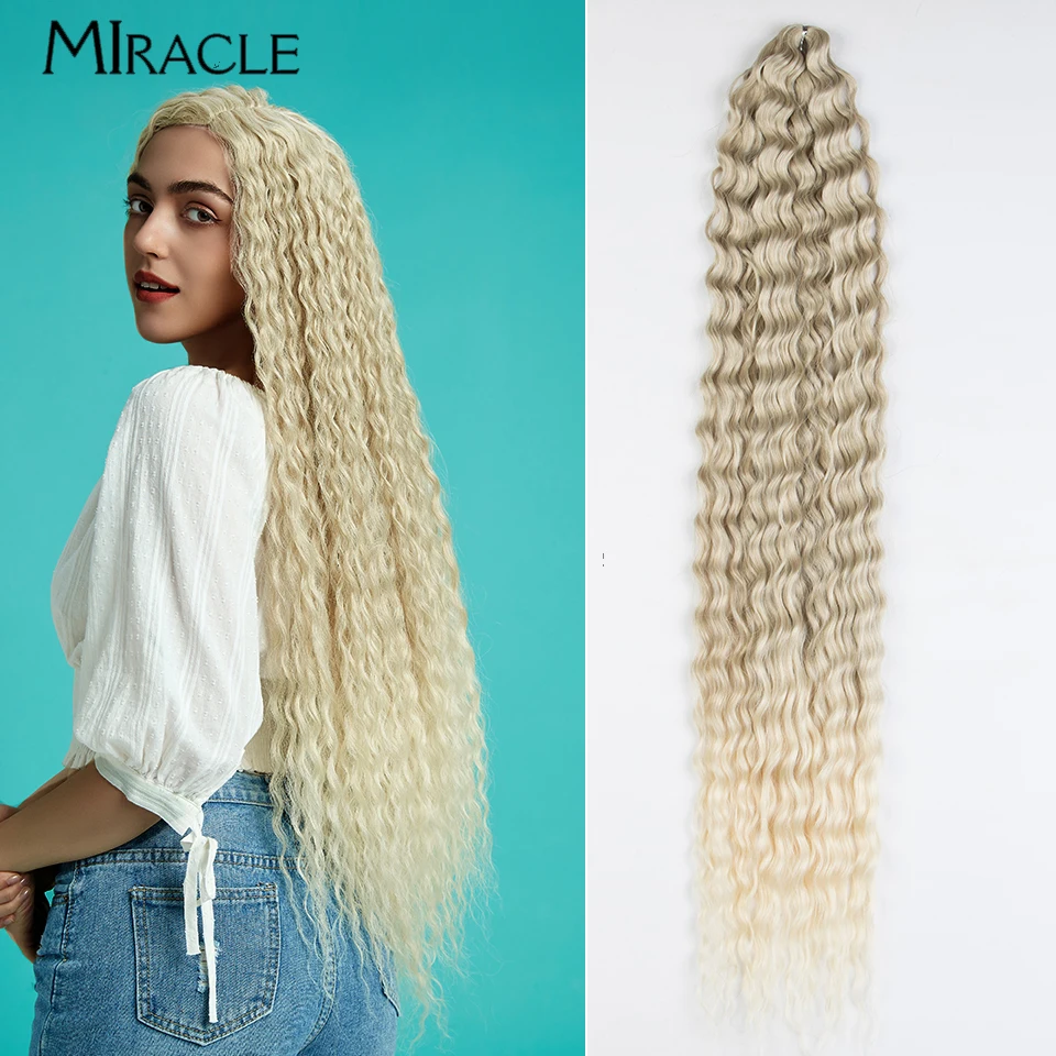 

MIRACLE 32 Inch Ariel Curl Hair Synthetic Braiding Hair Extension Twist Crochet Hair Water Wave Braid Ombre Blonde Hairpiece