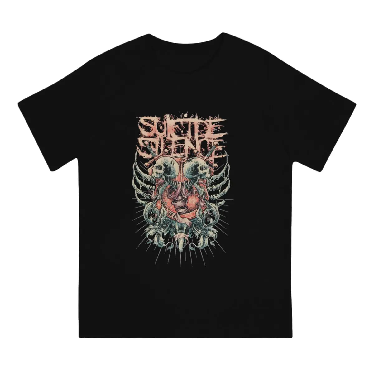 Skull Heavy Metal Music T-Shirt Men Suicide Silence Amazing Cotton Tee Shirt Round Collar Short Sleeve T Shirt 4XL 5XL Tops