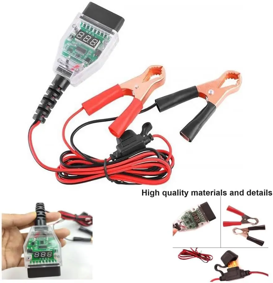 12V OBD2 ECU Car Memory Saver Cable with LED Display for Car Battery Replacement, Prevents Dashboard Data Loss & Radio Lock