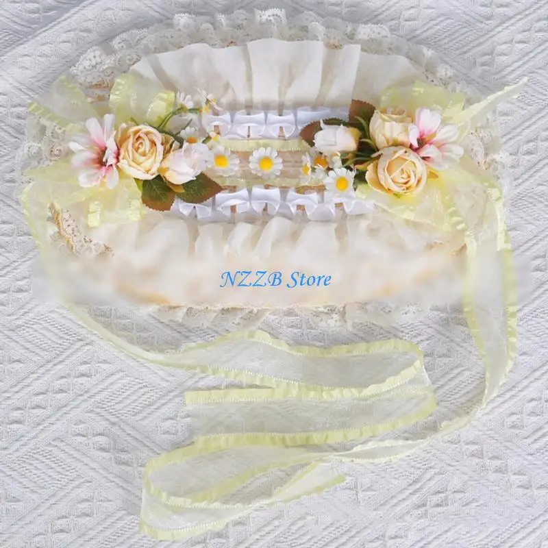 

T21F Vintage Victorian Bonnet Hat Регулируемая шляпа кружева