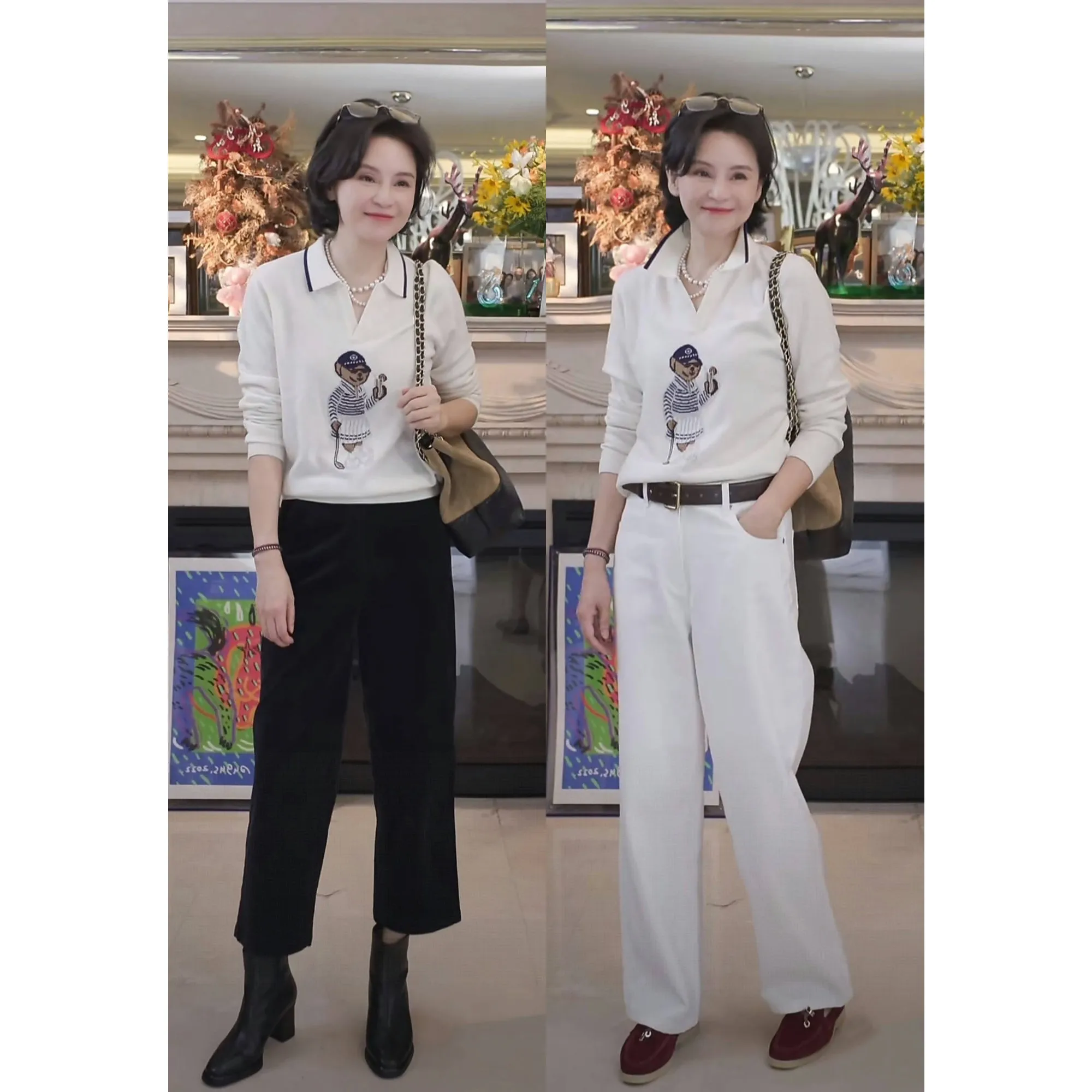 

Женский вязаный пуловер MaoJie Golf Bear из 100% чистой новозеландской шерсти, с длинными рукавами, зимний модный топ