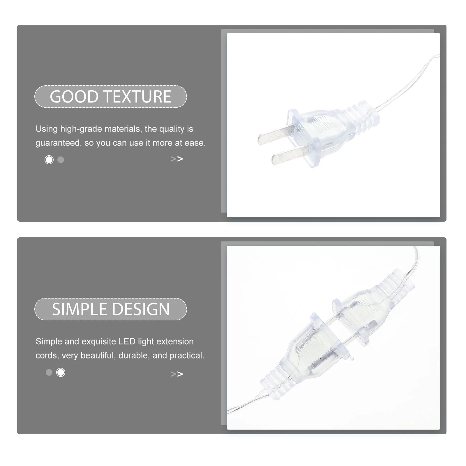 

2Pcs Clear Extension Cord Invisible Christmas Light Extender Flexible Use with Us Plug Suitable for Various Lights