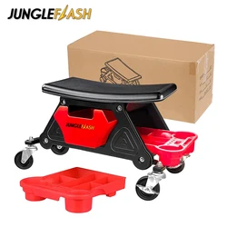 JUNGLEFLASH Car Detailing Stool Chair Mobile Rolling Seat Creeper for Mechanics Detailers/Garage/Workshop/Vinyl Wrap