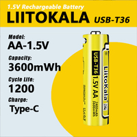 1-30pcs LiitoKala USB-T36 1.5V AA 2400mAh rechargeable li-ion battery for remote control mouse small fan Electric toy battery