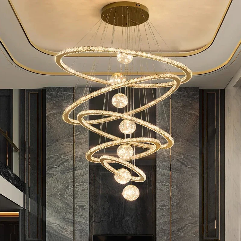 

home decorationPendant lights, luxury crystal living room chandelier, Stair Pendant lamp, ceiling light, indoor lighting