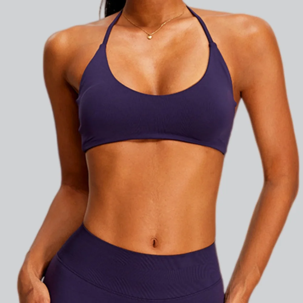 Summer Seamless Yoga Bra Hanging Neck Workout Tops Gym Fitness Sports Bras Sexy Sport Underwear Women Backless Gym Yoga Crop Top