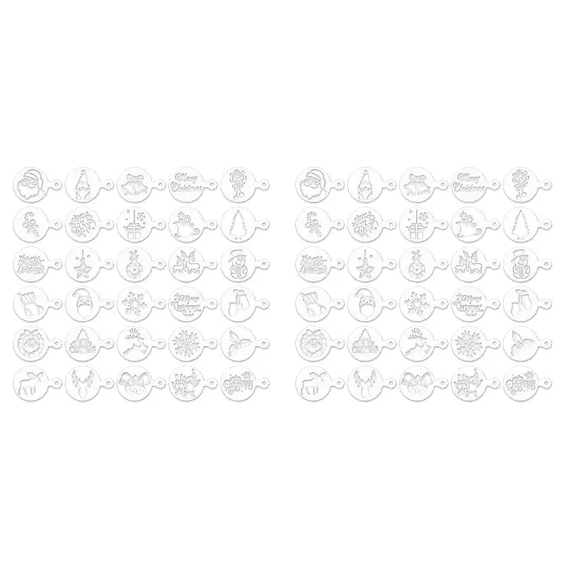 60 Pieces Cookie Stencils Cake Templates Coffee Stencils Reusable Painting Cake Stencil Templates Embossing Moulds