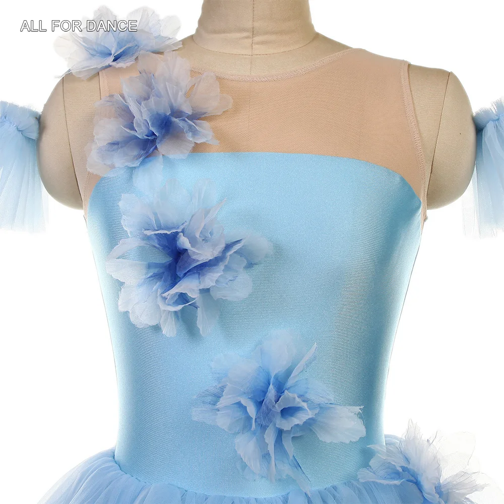 26057 Sky Blue Spandex Bodice with Layers Soft Tulle Tutu Skirt Adult Girls Romantic Ballet Costumes Stage Performance Dancewear