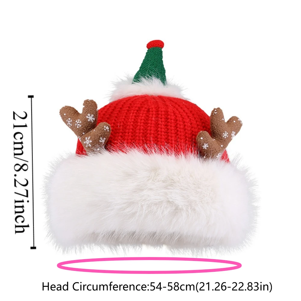 شخصية لينة عيد الميلاد أفخم قبعة قرون يندبروف كبيرة السترة قبعة المنسوجة الأخضر سميكة Brimless قبعة في الهواء الطلق