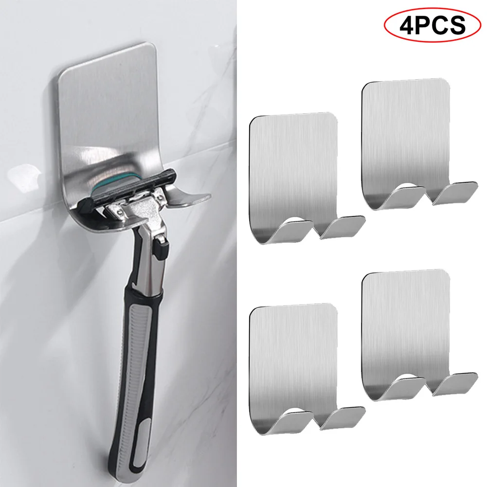 

Stainless Steel Wall Hook Razor Holder Self Adhesive Sticky Kitchen Home Bathroom Key Bag Hanger Storage Hanging Holder Rack