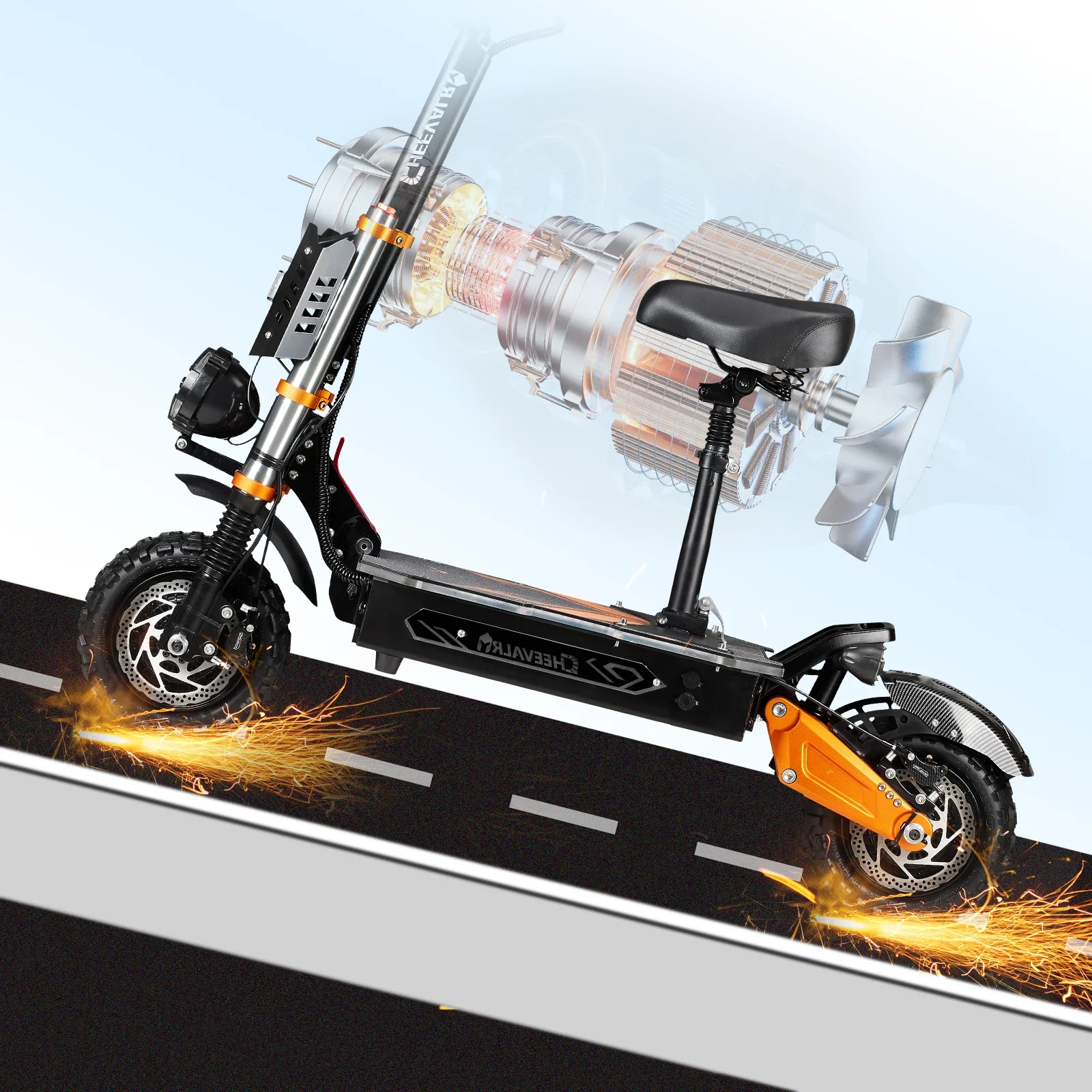 Cheevalry S11 PRO 2*3000 واط سكوتر كهربائي قوي 60 فولت 43AH بطارية الكبار سكوتر كهربائي على الطرق الوعرة سكوتر كهربائي