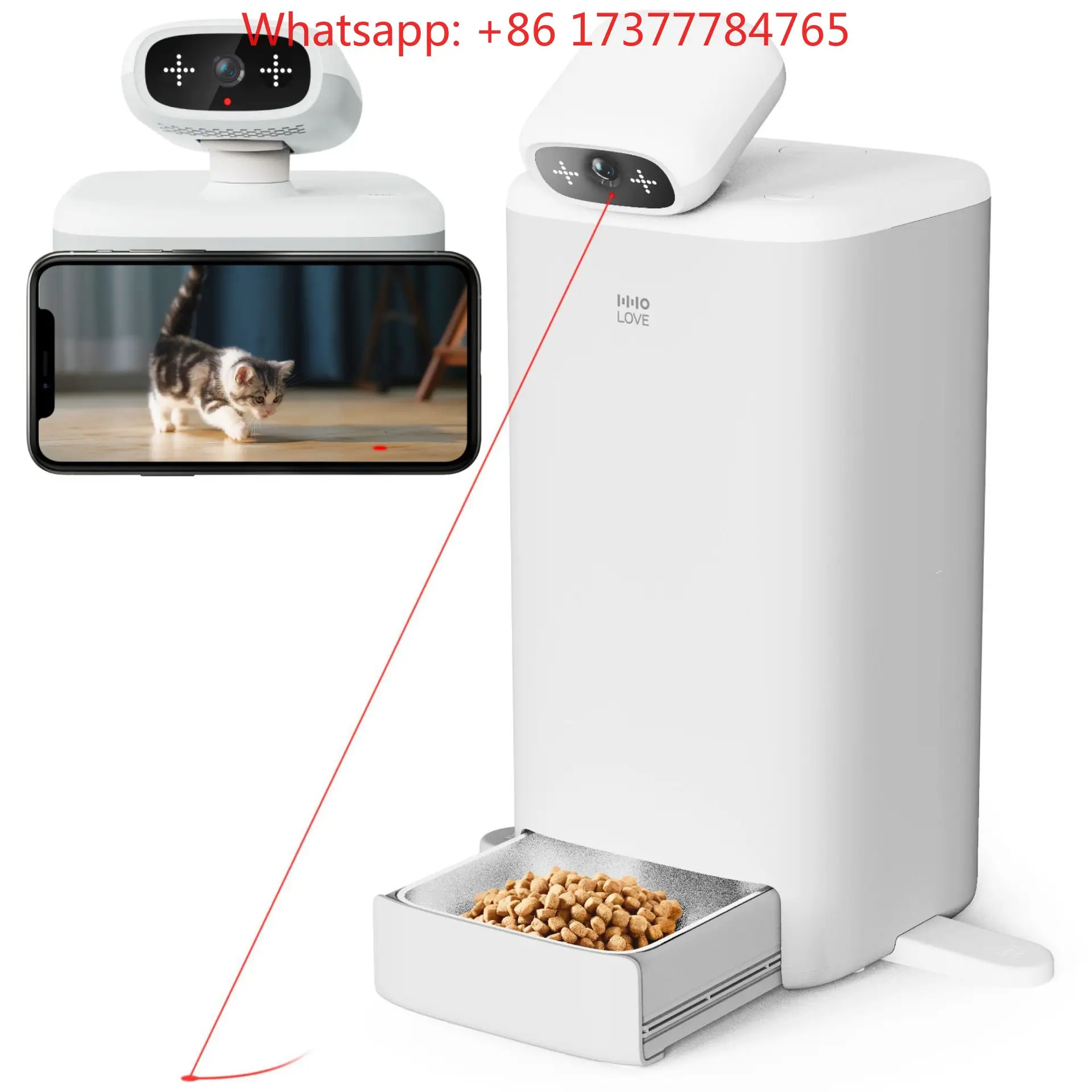 Smart Automatic Pet Food Dispenser, 360° Full Tracking Remote Play Device With Meal Quantity Monitoring Function